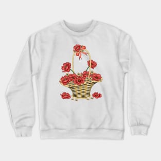 Poppies And Hydrangea Basket Crewneck Sweatshirt